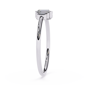 แหวนหมั้นเพชรทรงบาแกตต์สีโรสโกลด์สำหรับผู้หญิง สไตล์คลาสสิก - Product Image 3