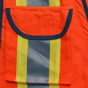 Gilet de sécurité haute visibilité pour homme, orange, bandes réfléchissantes, plusieurs poches, fermeture éclair, décontracté, été - Product Image 3