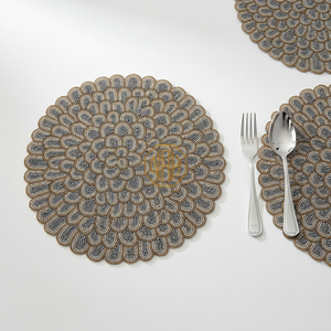 Luxury <b>Beaded</b> Table Mats Handcrafted <b>Beaded</b> Colorful Decorative Satin Fabric Table Mats <b>Beaded</b> <b>Placemats</b> Bulk Supply for Event - Product Image 4