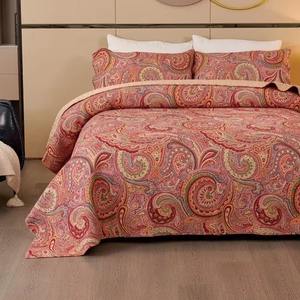 Nouvelles couvertures de lit style moderne, tailles King et Queen, 3 pièces, motif imprimé, broderie, tissu velours, 300 fils au pouce carré, imperméable - Product Image 2