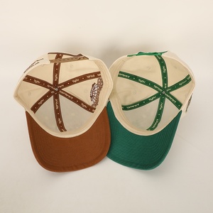 High Quality Custom A-<b>Frame</b> Style 5-Panel Cotton Baseball Cap Sporty Two-Tone Suede 3D Raised Embroidery Logo Dot Pattern Common - Product Image 6
