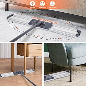 Mopa Plana Reutilizable de Alta Resistencia con Mango Largo de Aluminio y Hilo de Algodón Industrial Comercial Codificado por Colores, con Sistema de Autoescurrido para Limpieza de Suelos - Product Image 5