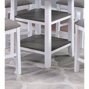 Set da Pranzo Bianco 5 Pezzi Design Unico Tavolo Alto con Ripiano Portaoggetti 4 Sedie con Schienale Imbottito - Stile Unico per Sala da Pranzo - Product Image 6