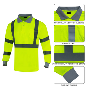 Camisa de Trabajo de Manga Larga Transpirable de Alta Visibilidad con Cinta Reflectante, Certificada CE, para Ropa de Trabajo de Construcción - Product Image 4