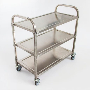 <span class=keywords><strong>Chariot</strong></span> utilitaire à 4 roues en acier inoxydable commercial à 2 niveaux pour la restauration et l'hôtellerie - Product Image 1