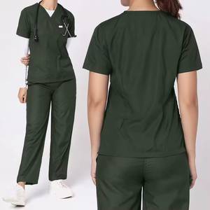 Premium Unisex High Quality 100% Cotton Hospital Nurse <b>Scrub</b> <b>Set</b> with Custom Logo Needle Detection Worsted Fabric OEM Service - Product Image 1