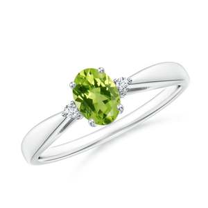 Rhaya Jewels Sterling Silver925 Rhodium Plated Natural <b>Peridot</b> Prong Setting Women's Engagement Wedding <b>Ring</b>-Trendy Anniversary - Product Image 1