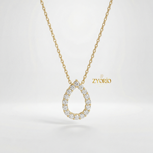 Colgante de Diamante en Forma de Lágrima Plateada con Halo, Cadena de Lujo para Mujer, Ideal para Compromiso, Aniversario, Boda, con un Diseño Atemporal - Product Image 2