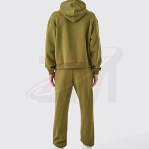 Conjunto Deportivo Verde Oliva para Hombre, Sudadera Holgada de Color Sólido y Pantalones con Cintura Elástica, 100% Calidad de Exportación, Personalizable - Product Image 2