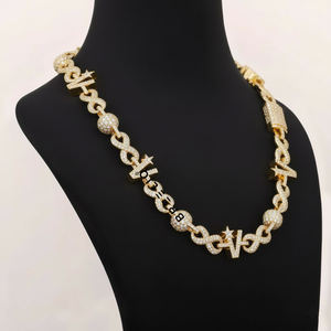 Cadena Cubana de Lujo con Diseño de Estrellas y Bolas, Estilo Hip Hop, Chapada en Oro Blanco de 14K con Diamantes Cultivados en Laboratorio, Collar de Moda Audaz para Hombre - Product Image 4