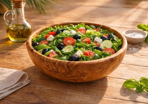 Bol à salade en bois d'olivier fait main, grand centre de table en bois, écologique, durable, artisanal, naturel, de luxe - Product Image 1