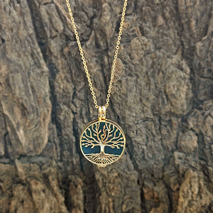 Collar con colgante de árbol de la vida, forma redonda, apatita, jade, colgante abrible, latón, chapado en oro de 18k, collar de joyería espiritual. - Product Image 5