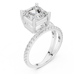 Anillo de Compromiso para Mujer con Certificado GRA, Diseñado en Oro Blanco Sólido de 14k, Corte Asscher, Diamante Cultivado en Laboratorio, Joyería al por Mayor - Product Image 5