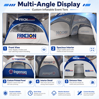 Tente de réception gonflable personnalisée, imperméable, pour événements, publicité extérieure, stand d'exposition, gazebo promotionnel, forme carrée, gonflage électrique