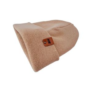 Bonnets traditionnels en laine unie beige sable à revers - Product Image 2