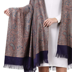 Luxury Women Kashmiri <b>Pashmina</b> Rose <b>Blue</b> Shawl Winter Warm Ethnic Jamawar Wrap Dupatta Stole Scarf Wholesales Supply - Product Image 5