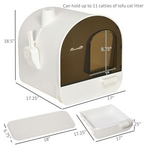 Elegante Lettiera Intelligente XL Bianca per Gatti con Coperchio e Filtro per il Trasporto - Product Image 3