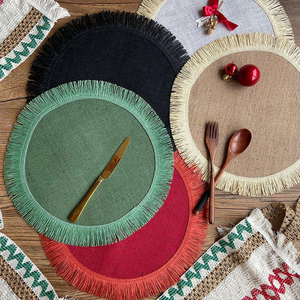 Manteles Individuales Redondos de Yute Rústico Bohemio de Colores, Tejidos con Borlas de Rafia, Ideales para Navidad y Bodas - ¡Venta Caliente! - Product Image 6