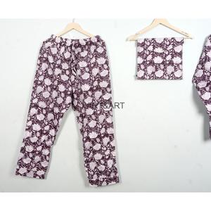Conjunto de Pijama 100% Algodón de Alta Calidad para Verano y Otoño, Secado Rápido, Transpirable, Ropa de Estar Cómoda con Estampado Floral, Venta al Por Mayor para Primavera - Product Image 4