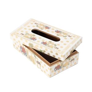 Decorative Oriental Wooden Tissue Holder with Enamel Printed Camel Pattern Square Storage <b>Case</b> for Home Dining Room - Product Image 1