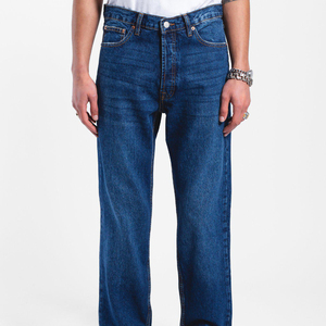OEM Top Selling Custom Logo Men's Baggy <b>Jeans</b> Loose Fit Wide Leg Denim Pants Relaxed Casual Trousers with Zipper <b>Button</b> - Product Image 6