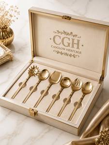 Wholesale Supply Classic Design Brass Kitchen Utensil Set <b>Gold</b> Plated <b>Mirror</b> <b>Long</b> Handle Eco-Friendly Durable Wedding Catering - Product Image 4