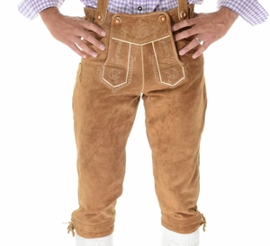 Vintage Style Leather Pants for Men Traditional Bavarian Lederhosen Shorts with Removable Suspenders and Horn Buttons - Product Image 3