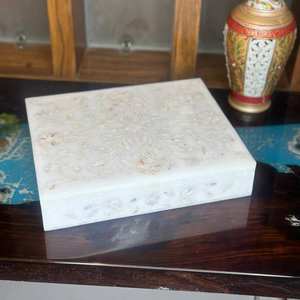 Boîte à bijoux en marbre indien fait main avec incrustations blanches, design magnifique, taille 10x15cm - Product Image 1
