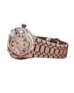 Montre de luxe personnalisée en moissanite pour homme, bracelet en acier inoxydable or rose, style hip-hop glacé - Product Image 3