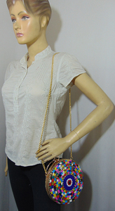 Sac à main ethnique vintage fait main en métal avec mosaïque de pierres et rabat en forme de coquille Lowellcraft.com BRC06717 de Delhi pour femmes - Product Image 3