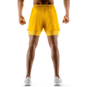 Wholesale 2in1 Athletic Running Shorts Polyester/Nylon Double <b>Layer</b> <b>Mid</b> Drawstring Quick Dry Breathable High Street Style Solid - Product Image 3