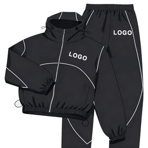 Factory Custom 3m Reflective Zip up Hoodies and <b>Nylon</b> <b>Track</b> <b>Pants</b> Windbreaker Tracksuit Lightweight Jogger <b>Nylon</b> Windcheater Set - Product Image 2
