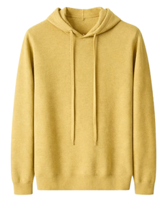 Sudadera con Capucha para Hombre, Color Amarillo Mostaza, de Algodón y Felpa, Manga Larga, Informal, con Capucha con Cordón Ajustable, para Invierno - Product Image 1