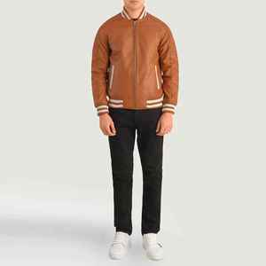 <b>Custom</b> Premium <b>Denim</b> Varsity Leather <b>Jacket</b> Bold Patch Embroidery Breathable Quick Dry Features Streetwear Letterman Style - Product Image 3
