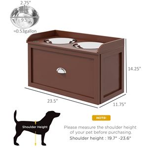 Set di Ciotole Rialzate per Cani di Taglia Grande, Marrone, con Vano Portaoggetti e 2 Ciotole per l'Alimentazione Quotidiana - Product Image 3