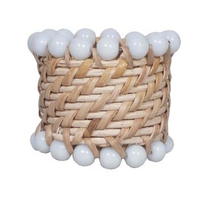 Anneaux de serviette en canne de couleur naturelle faits à la main, ronds, pour mariages, fêtes, restaurants/hôtels, porte-serviettes en stock - Product Image 1
