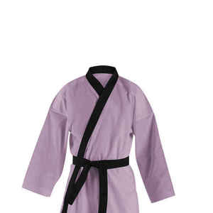 Purple Kung Fu Uniform Martial Arts Gi Kimono Top Pants <b>Black</b> <b>Belt</b> Color Blocked Set Unisex - Product Image 5