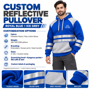 Sweat-shirt de sécurité haute visibilité ANSI Classe 2, imperméable, avec LED clignotantes, logo personnalisé pour les ingénieurs sur le terrain, construction, pull-over - Product Image 6