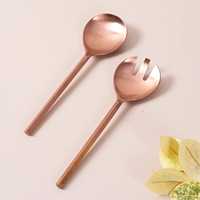 Ensemble de vaisselle minimaliste en cuivre pur peint à la main, motif de fruits, forme de fleur, cuillère, fourchette, couteau, kit complet 2 pièces, respectueux de l'environnement