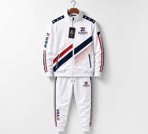 ENGRO SPORTSWEAR Ensemble de survêtement deux pièces pour homme en polaire blanc respirant coupe-vent léger pour l'hiver - Product Image 1