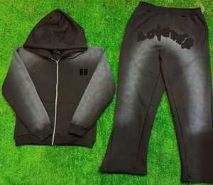 Conjunto de Sudadera y Pantalón Deportivo para Hombre, Invierno 2026, Personalizado OEM/ODM, Transpirable, 100% Algodón, Estilo Urbano, Lavado Ácido, con Pedrería, Estilo Vintage - Product Image 2