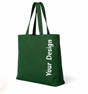 Canvas Shopping Tote <b>Bag</b> <b>Large</b> Green <b>Shoulder</b> Length Handle Daily Use Reusable Grocery <b>Bag</b> Custom Printed Design - Product Image 1