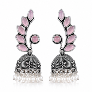 Factory Wholesale Brass Zircon Oxidized Drop Jhumki <b>Earrings</b> for Women Indian Bohemian Fashion Jewelry - Product Image 2