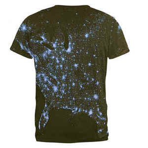 T-shirt pour homme à manches courtes, col rond, coupe classique, imprimé carte du monde, jersey en polyester, style décontracté - Product Image 4
