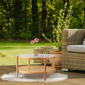 Tavolino da Caffè in Rattan Fatto a Mano Stile Boho 31,5 Pollici con Piano in Vetro per Soggiorno, Balcone, Patio o Camera da Letto - Product Image 5