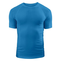Chemise de compression unie pour homme, manches régulières, col rond, légère, écologique, en spandex/polyester, respirante