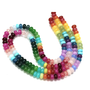 Hermosas cuentas de cuarzo de color arcoíris, forma redonda y lisa, de 7-8 mm, cuentas de cuarzo multicolor en forma de rondel. - Product Image 3