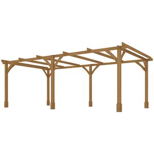 20 'X 10' marrone scuro Pergola in legno padiglione all'aperto con struttura stabile per il traliccio d'uva & supporto per piante rampicanti - Product Image 1