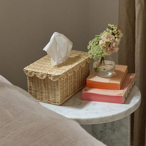 Rectangular Woven Rattan Tissue <b>Box</b> Cover With Lid Classic <b>Storage</b> Basket Natural Color - Product Image 2