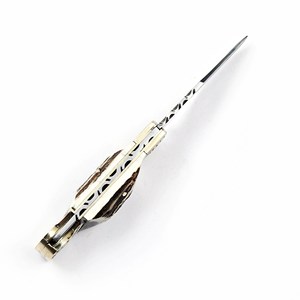 Couteau utilitaire pliant en acier inoxydable avec manche en bois de cerf, étui en cuir personnalisé, couteau de poche EDC de qualité industrielle pour la chasse et le camping - Product Image 3